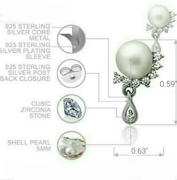 NEW S925 Pearl Earrings with Sparkles - Picture 5 of 6